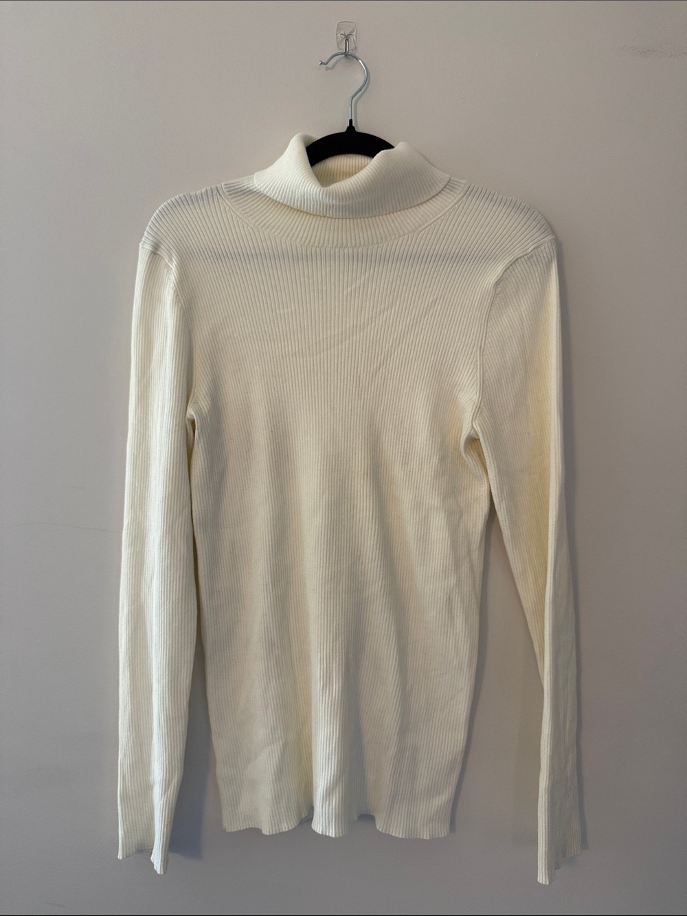 Babaton Off-White Ribbed Turtleneck Sweater